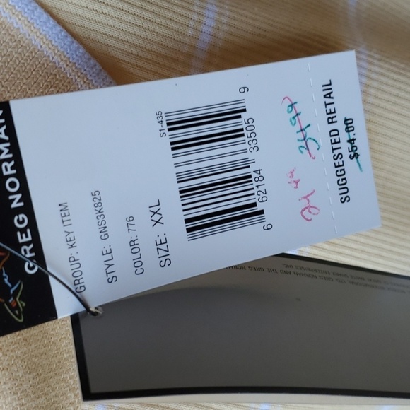Greg Norman pale yellow striped NWT SS polo size XXL - Picture 4 of 11